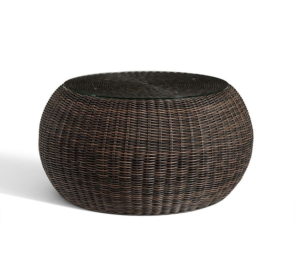 Torrey AllWeather Wicker Coffee Table Pouf, Espresso Pottery Barn
